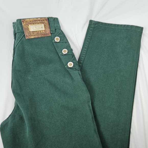 Vintage Lawman 90s Y2K style high waist green jeans size 3 - Picture 4 of 16